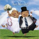 Carte postale représentant un couple de cochon d'Inde "just married"