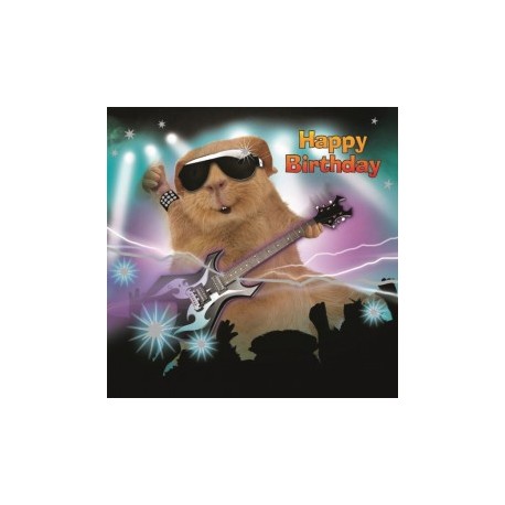 Carte postale représentant un cochon d'Inde guitariste