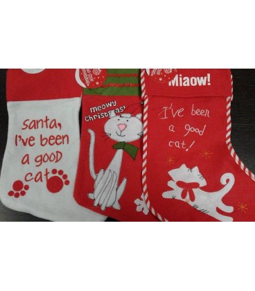 Assortissement de trois chaussettes de Noël sur le thème du chat