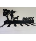 Porte-bottes mural en acier décoré d'une silhouette de chasseur en action - 3 paires