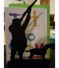 Porte-lettres en acier décoré d'une silhouette d'un chasseur et son chien