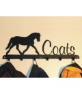Porte-manteaux six crochets en métal décoré d'une silhouette de chat
