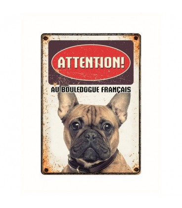 Plaque vintage en métal "Attention au border collie"