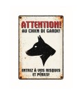 Plaque vintage en métal "Attention au chien de garde"