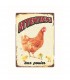 Plaque vintage en métal "Attention aux poules"