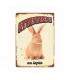 Plaque vintage en métal "Attention au lapin"