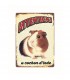 Plaque vintage en métal "Attention au cochon d'Inde"