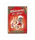 Plaque vintage en métal "Welcome it's Christmas" (petits animaux)