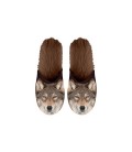 Paire de pantoufles motif loups. Taille 39/42